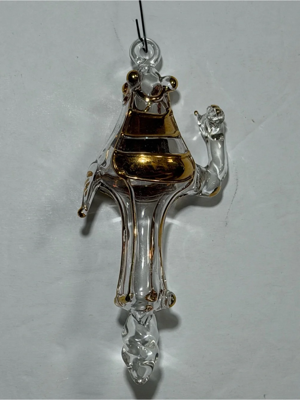 Glass Camel Holiday Ornaments with Gold Accents